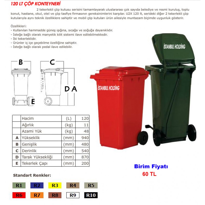 120 LT ÇÖP KONTEYNERİ